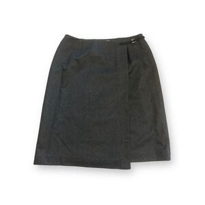 Preview Collection Vintage Gray Wool Cashmere Blend Knee Length Belted Skirt